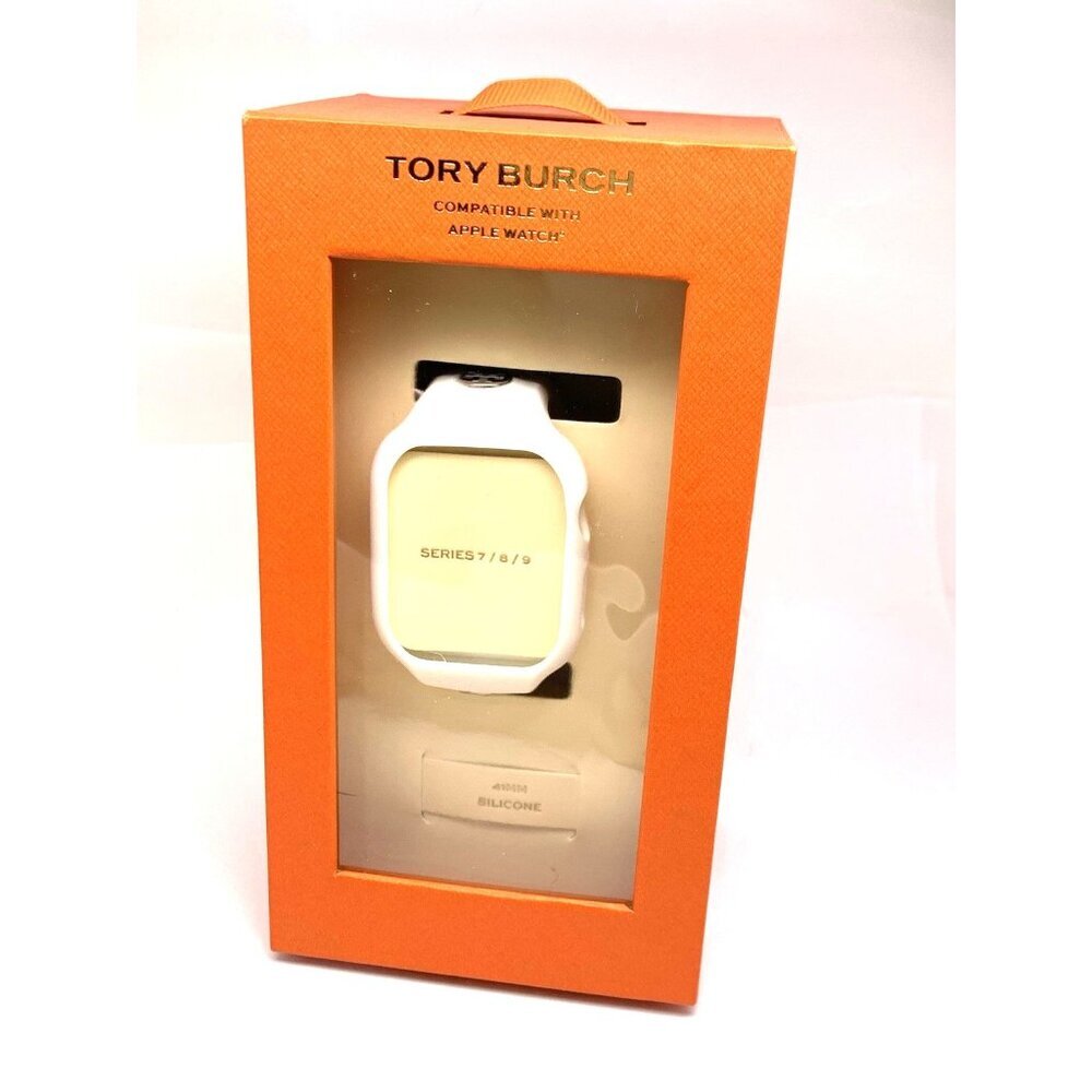 Tory Burch Apple Watch Band 41mm White Silicone Strap The T Monogram TBS0117